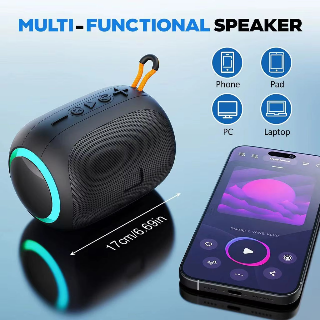 Compact Wireless Bluetooth Speaker with Subwoofer for Indoor and Outdoor Use