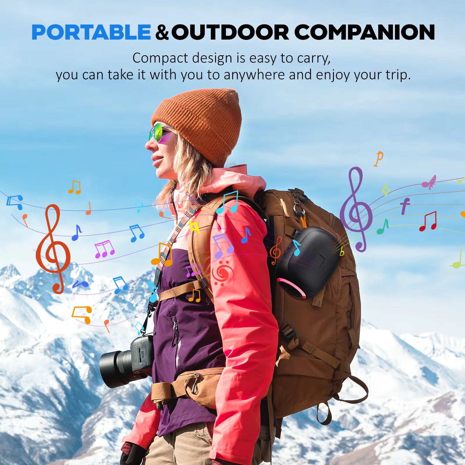 Compact Wireless Bluetooth Speaker with Subwoofer for Indoor and Outdoor Use